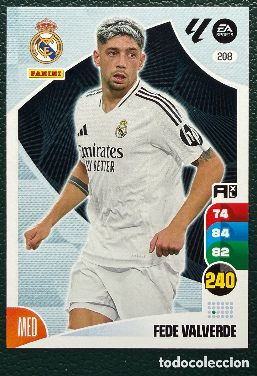 Fu&szlig;ball-Sticker: 208 FEDE VALVERDE REAL MADRID FICHAS ALBUM ADRENALYN XL 2024 2025 24 25