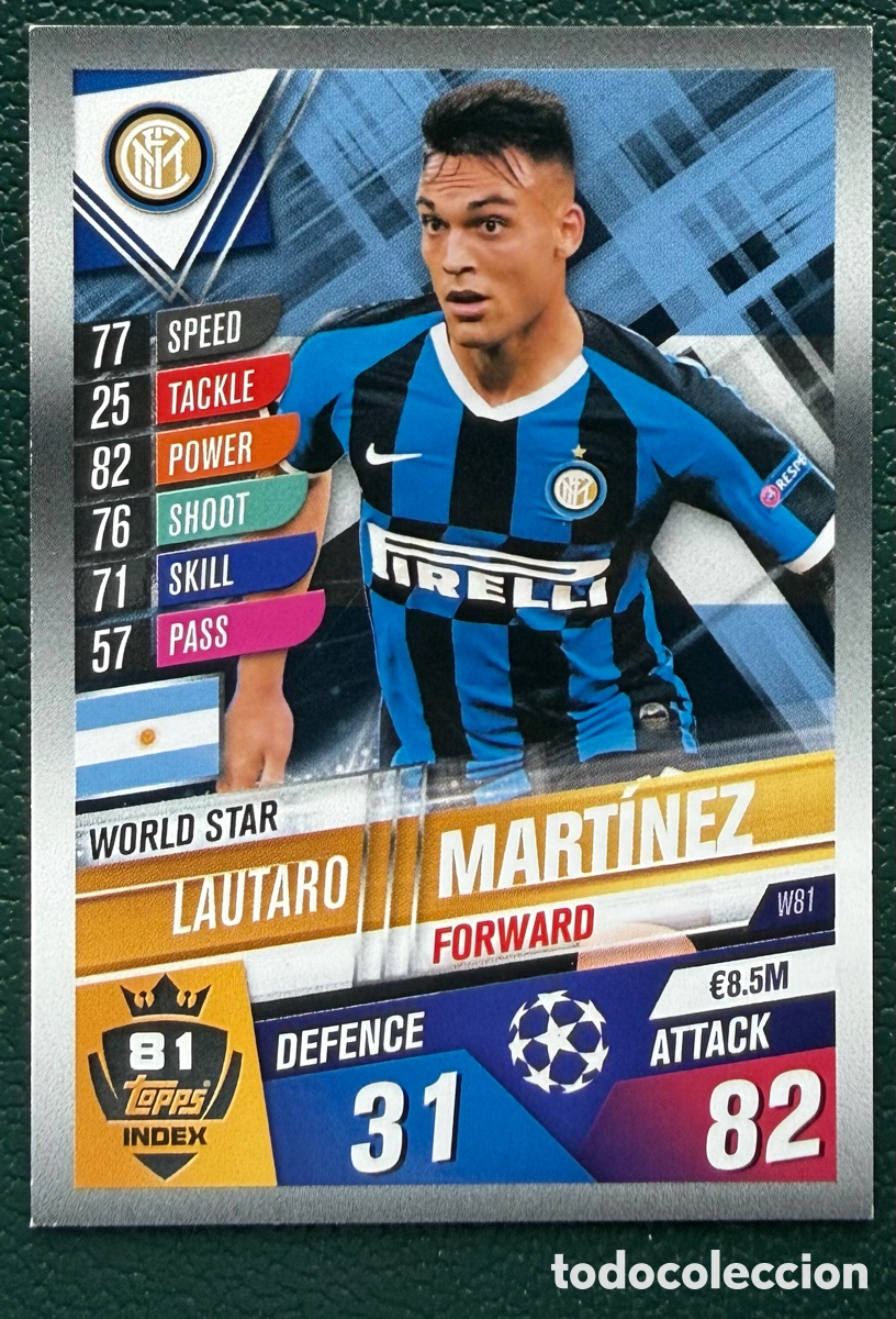 Cartes &agrave; collectionner de Football: W81 LAUTARO MARTINEZ INTER DE MILAN FICHAS ALBUM MATCH ATTAX 101 TOPPS 2019 2020 19 20