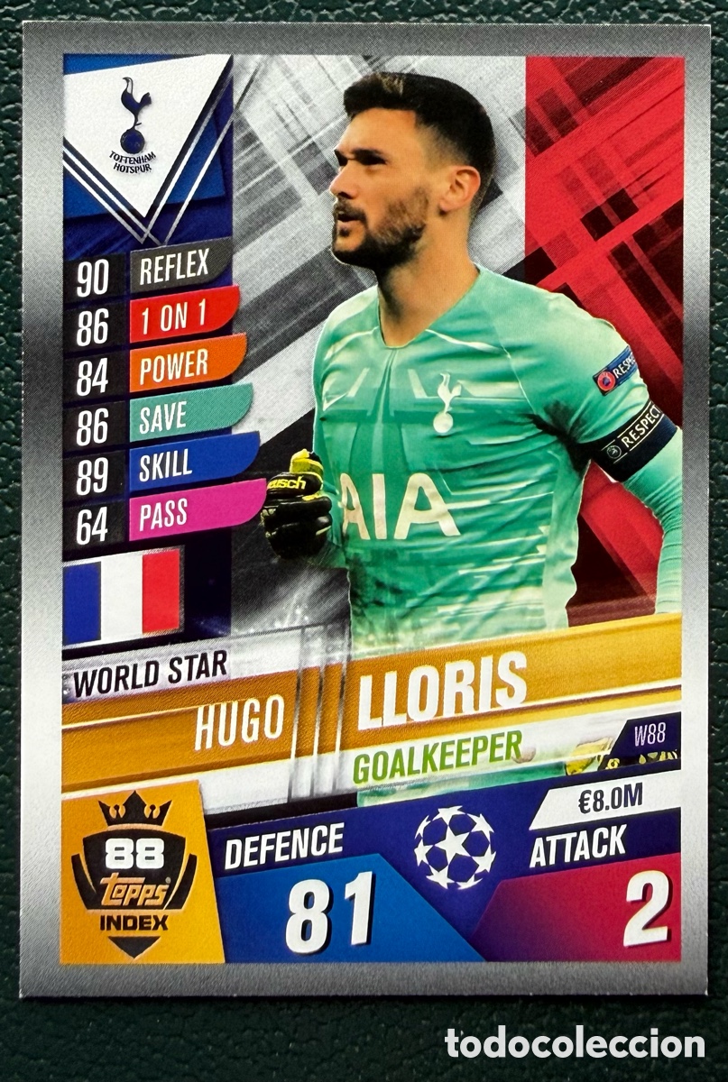 Cromos de Futebol: W88 HUGO LLORIS TOTTENHAM HOTSPUR FICHAS ALBUM MATCH ATTAX 101 TOPPS 2019 2020 19 20