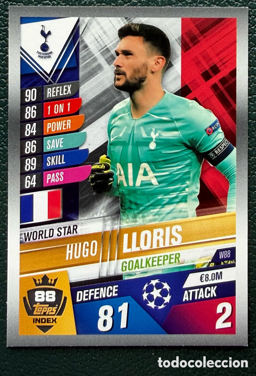 Cromos de Futebol: W88 HUGO LLORIS TOTTENHAM HOTSPUR FICHAS ALBUM MATCH ATTAX 101 TOPPS 2019 2020 19 20