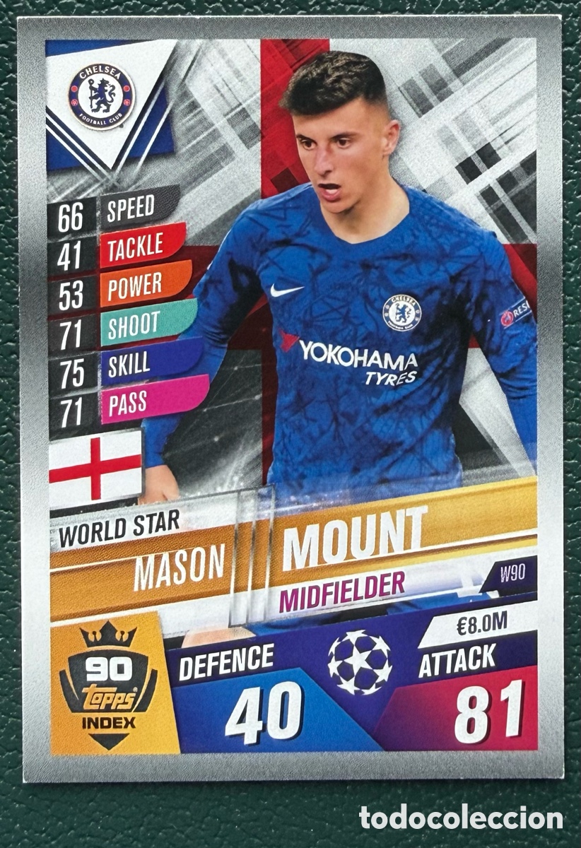 Cartes &agrave; collectionner de Football: W90 MASON MOUNT CHELSEA FC FICHAS ALBUM MATCH ATTAX 101 TOPPS 2019 2020 19 20
