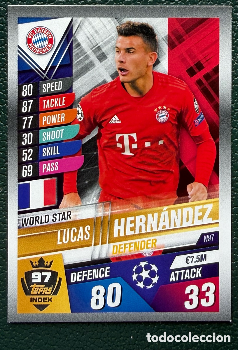 Cromos de F&uacute;tbol: W97 LUCAS HERNANDEZ FC BAYERN MUNICH FICHAS ALBUM MATCH ATTAX 101 TOPPS 2019 2020 19 20