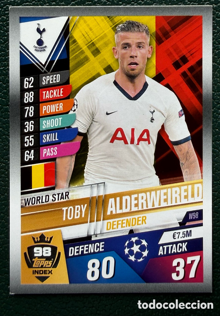 Cromos de F&uacute;tbol: W98 TOBY ALDERWEIRELD TOTTENHAM HOTSPUR FICHAS ALBUM MATCH ATTAX 101 TOPPS 2019 2020 19 20
