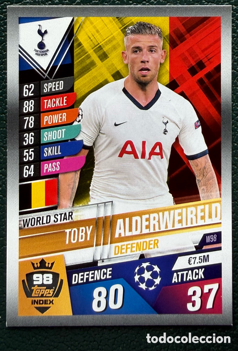 Cromos de F&uacute;tbol: W98 TOBY ALDERWEIRELD TOTTENHAM HOTSPUR FICHAS ALBUM MATCH ATTAX 101 TOPPS 2019 2020 19 20