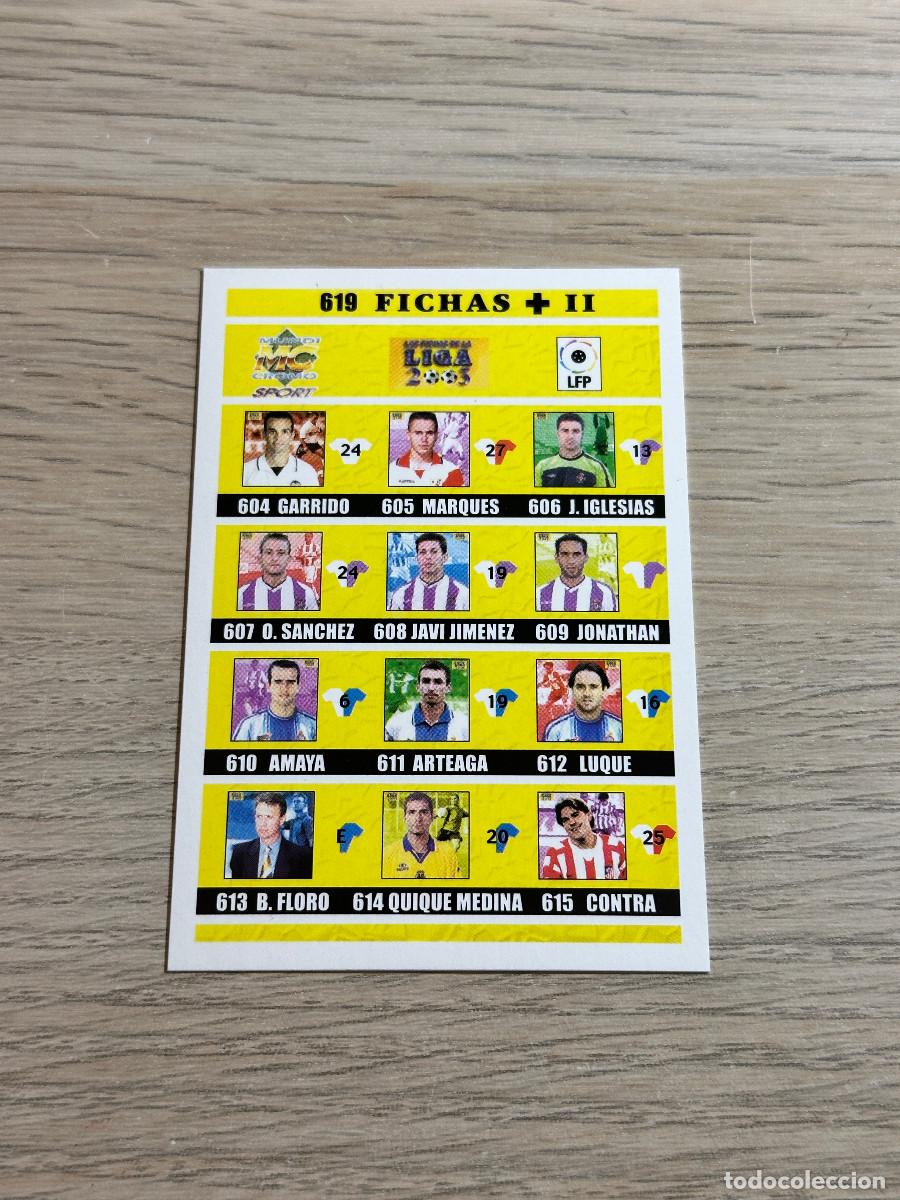 Cromos de F&uacute;tbol: 619 INDICE FICHAS + II ERROR FICHAS LIGA MUNDICROMO 2002 2003 02 03