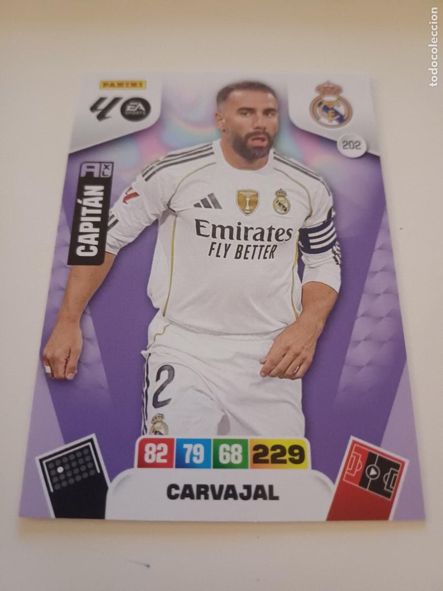 Football Stickers: 202 - Carvajal (Capit&aacute;n) - Real Madrid