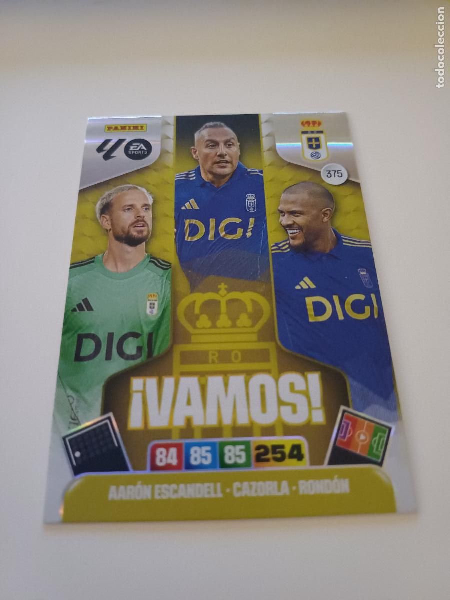 Football Stickers: 375 - Real Oviedo (Aar&oacute;n Escandell, Cazorla, Rond&oacute;n)
