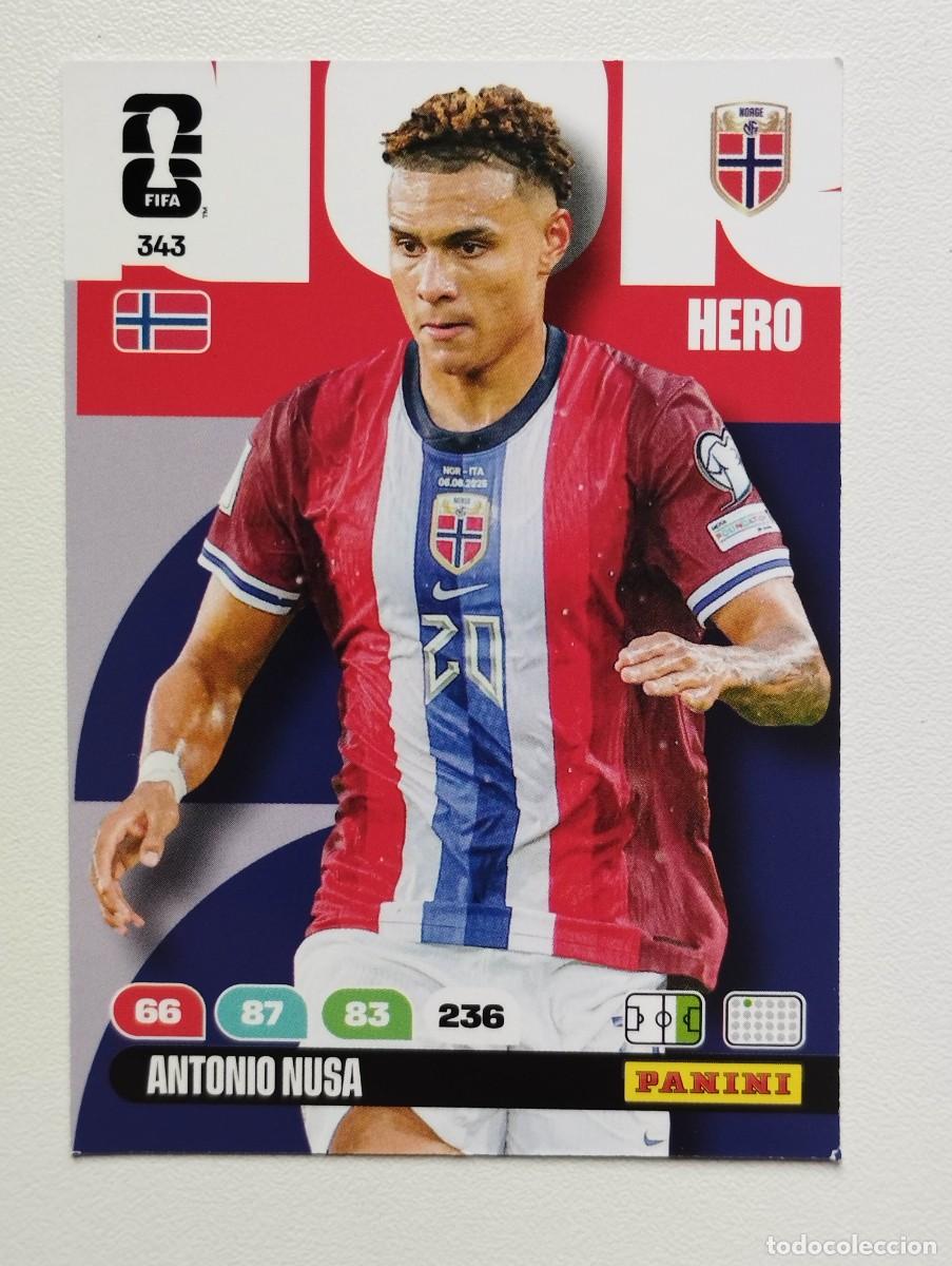 Fu&szlig;ball-Sticker: CROMO CARD ADRENALYN MUNDIAL WORLD CUP 2026 HERO 343 ANTONIO NUSA NORUEGA