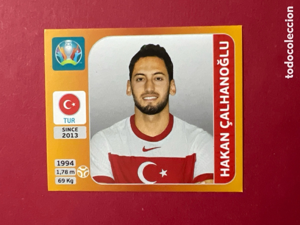 Cromos de F&uacute;tbol: E1392. Uefa Euro 2020 Tournament Edition Turqu&iacute;a Turkey # 75 Hakan &Ccedil;alhanoglu Panini Nunca pegado