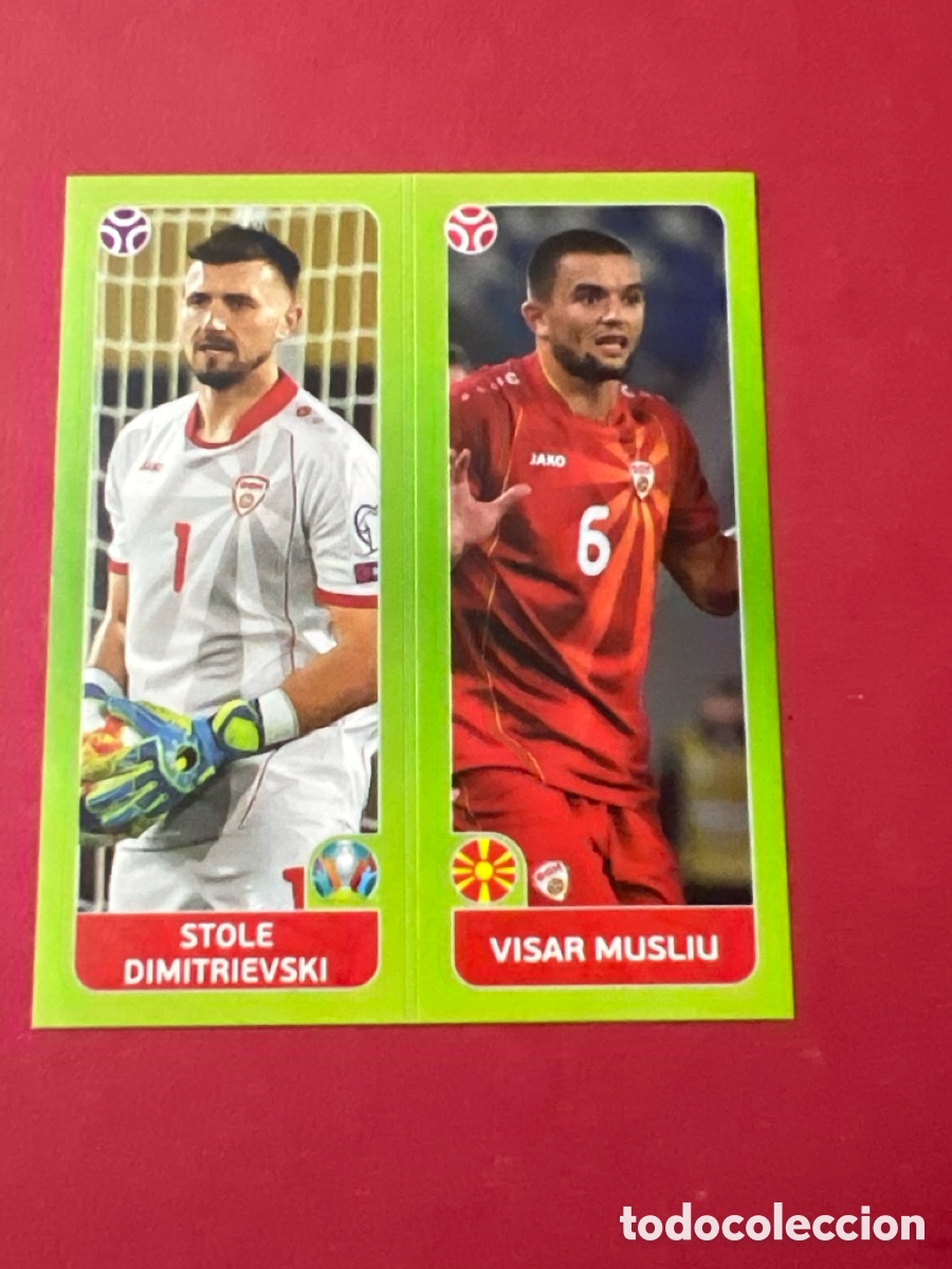 Fu&szlig;ball-Sticker: UEFA EURO 2020 N&ordm; 310A 310B 310 A 310 B STOLE / VISAR MUSLIU MACEDONIA DEL NORTE EUROCOPA PANINI