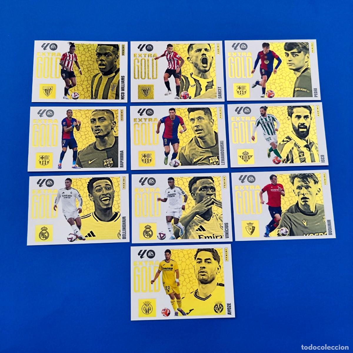 Cromos de F&uacute;tbol: Este 2025 2026 / 25 26 Extra Gold Isco Bellingham Pedri Lewandowski Vinicius Raphinha Nico Sancet