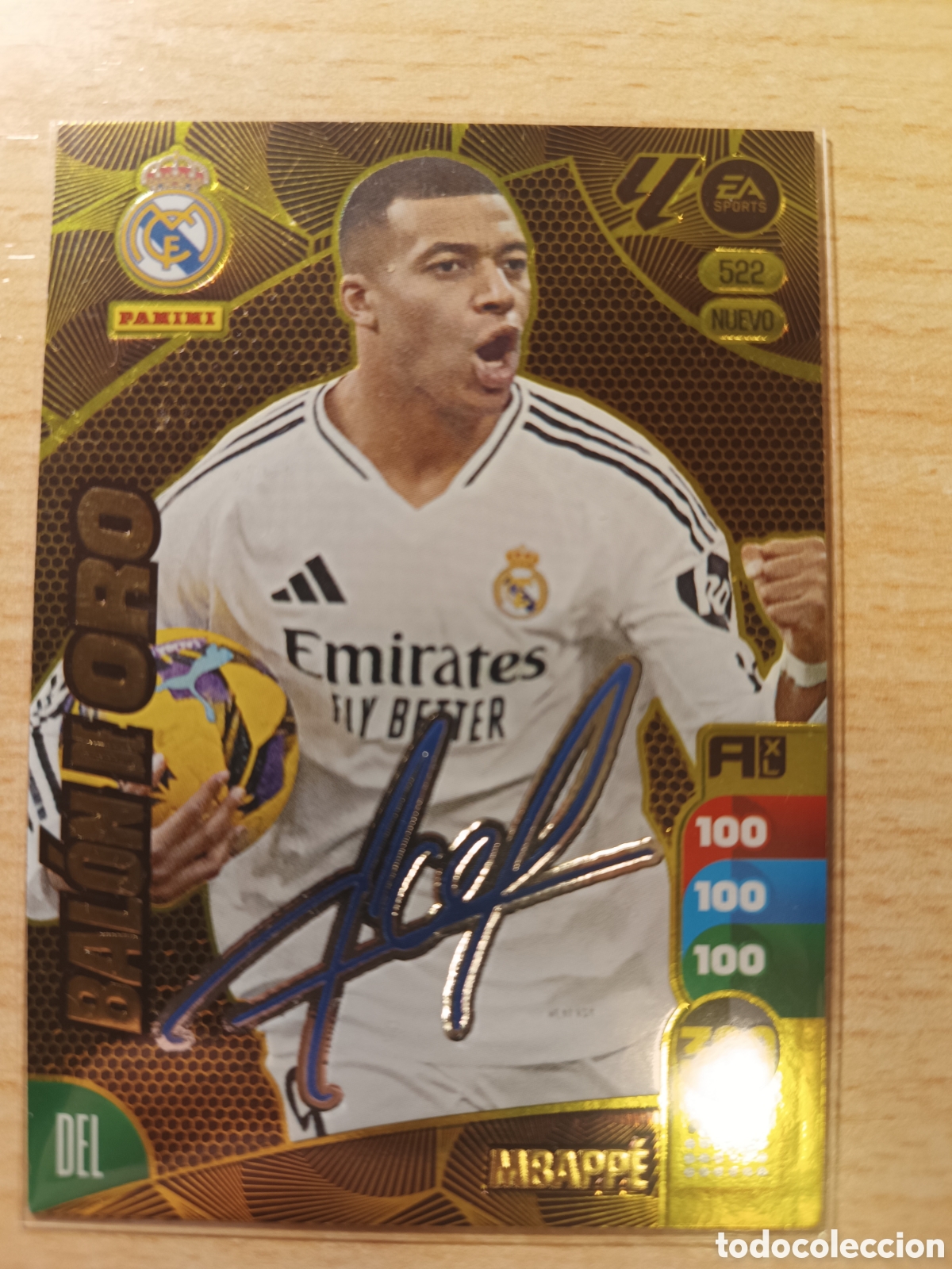 Cromos de F&uacute;tbol: 522 KYLIAN MBAPPE NUEVO BAL&Oacute;N DE ORO FIRMADO REAL MADRID ADRENALYN XL 2024 2025 24 25