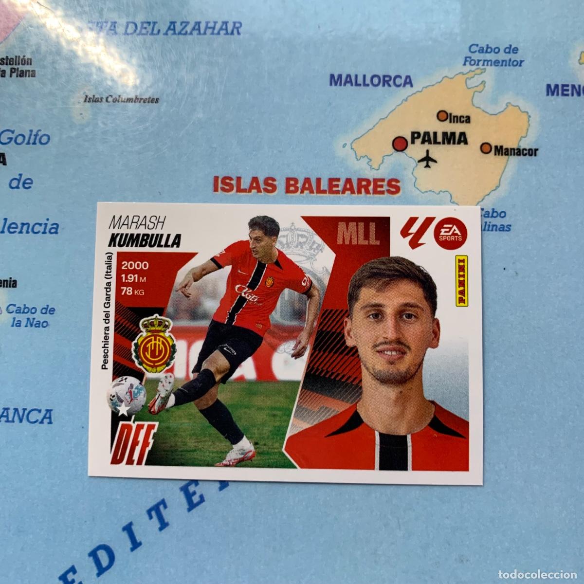 Cromos de F&uacute;tbol: Kumbulla coloca n&uacute;mero 7 Bis del Mallorca cromo liga este 25-26 2025-2026