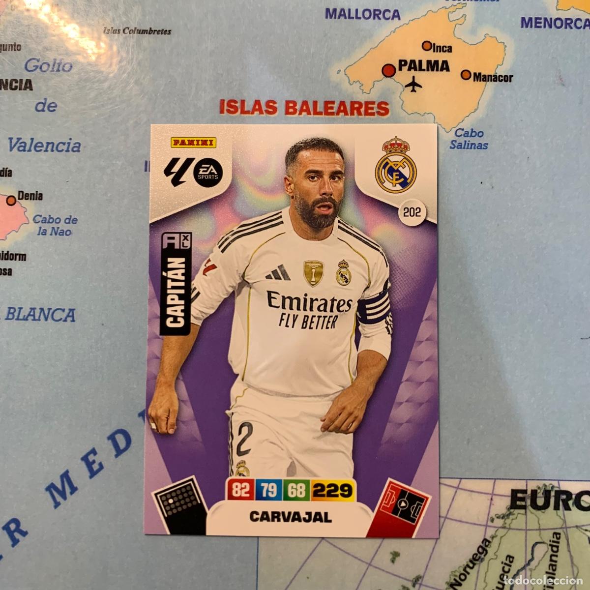 Cromos de F&uacute;tbol: Carvajal n&uacute;mero 202 del Real Madrid cromo adrenalyn XL 25-26 2025-2026