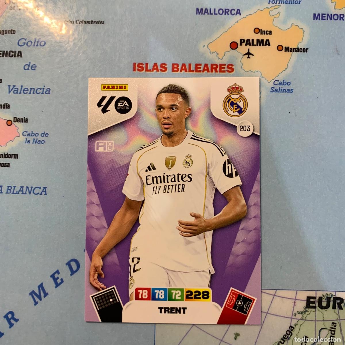 Cromos de F&uacute;tbol: Trent n&uacute;mero 203 del Real Madrid cromo adrenalyn XL 25-26 2025-2026