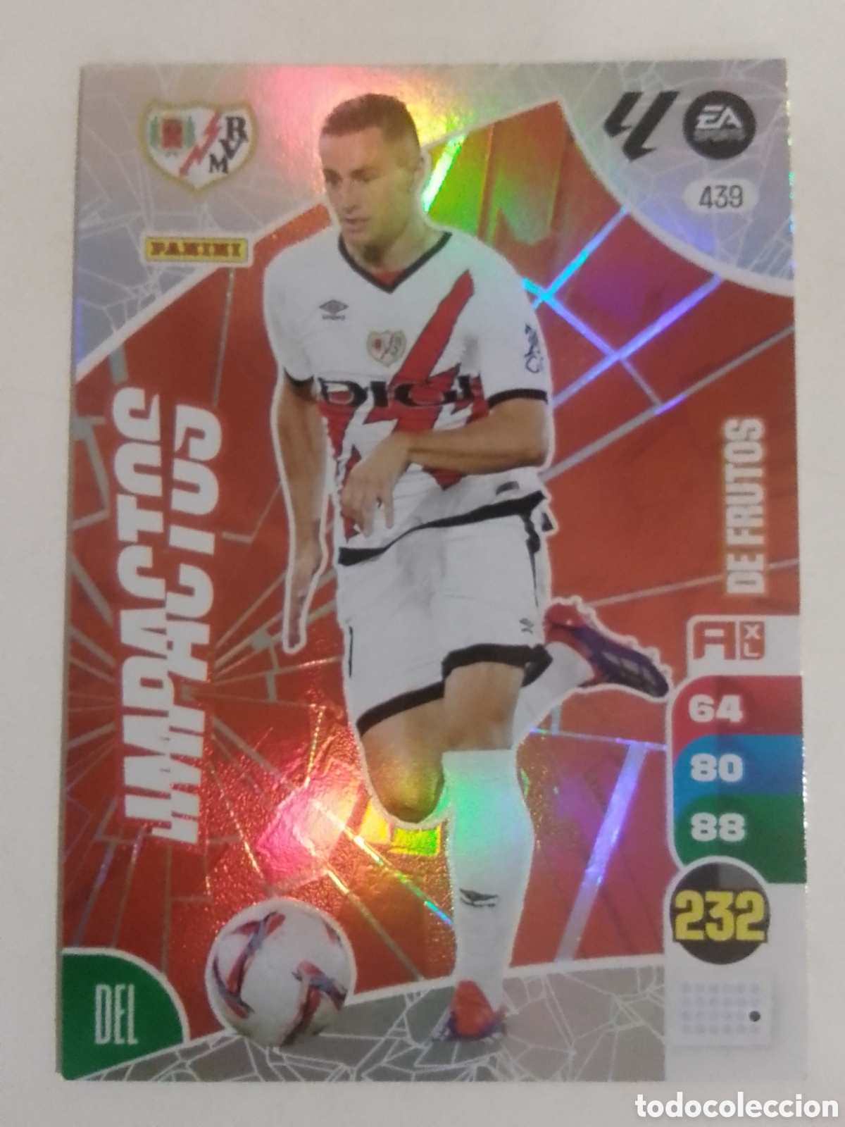 Cromos de F&uacute;tbol: Adrenalyn XL 2024-25 n&deg; 439 De Frutos &bull; Rayo Vallecano. IMPACTOS.