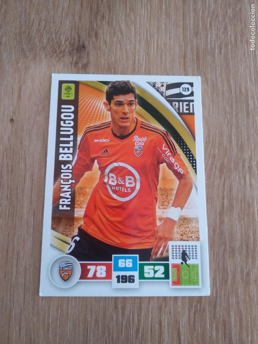 Cromos de F&uacute;tbol: 129 BELLUGOU LORIENT CROMO FUTBOL PANINI LIGA FRANCIA 2016-2017 FOOT LIGUE 1 ADRENALYN 16-17
