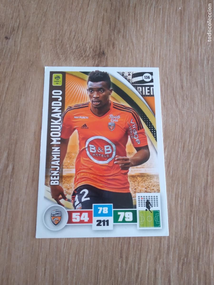 Cromos de F&uacute;tbol: 136 MOUKANDJO LORIENT CROMO FUTBOL PANINI LIGA FRANCIA 2016-2017 FOOT LIGUE 1 ADRENALYN 16-17
