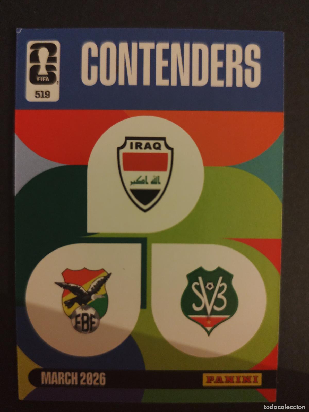 Figurine di Calcio: 519 SURINAM BOLIVIA IRAQ CONTENDERS ADRENALYN MUNDIAL FIFA WORLD CUP 2026 PANINI