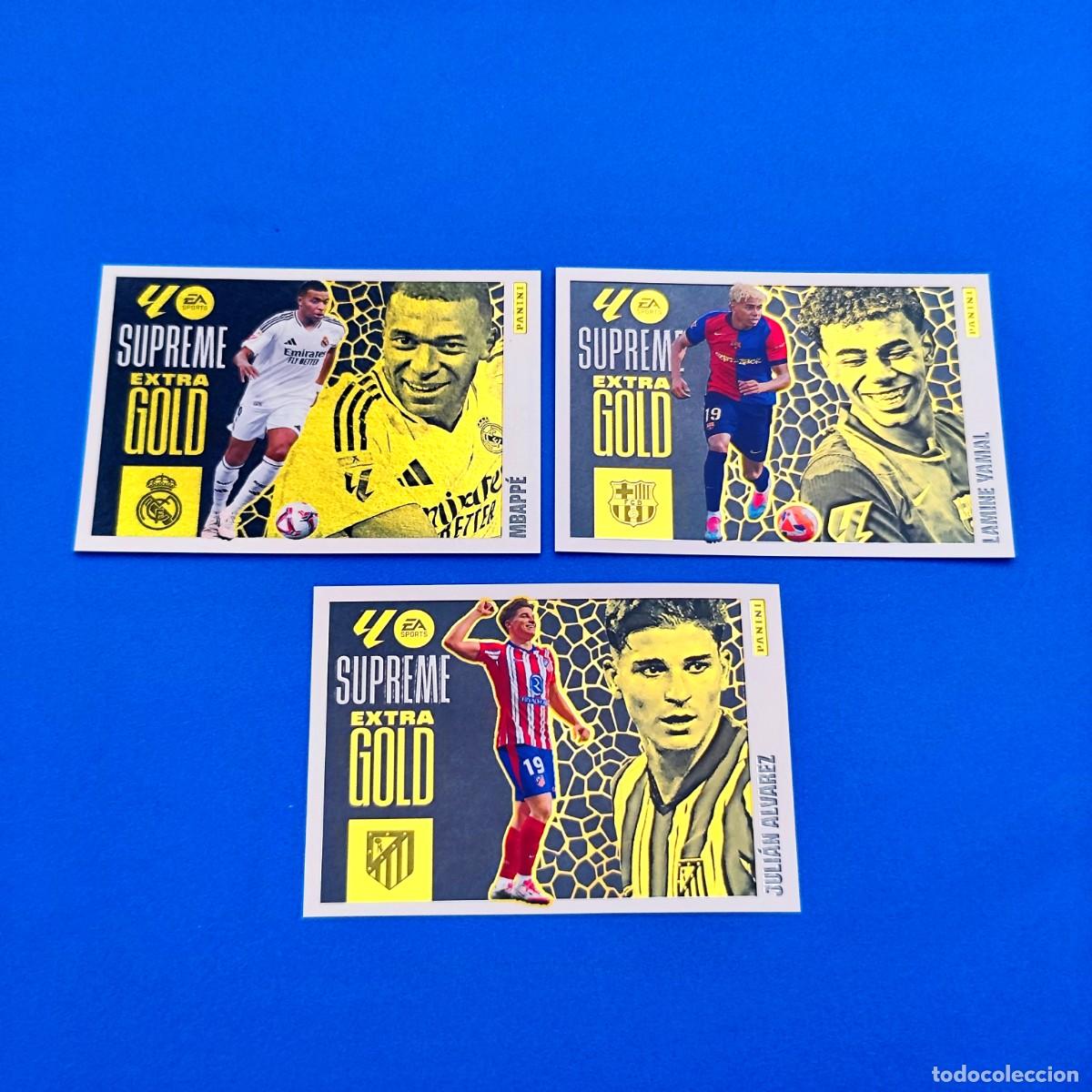 Cromos de F&uacute;tbol: Liga Este 2025 2026 / 25 26 Extra Gold Supreme Lamine Yamal Mbapp&eacute; Juli&aacute;n &Aacute;lvarez