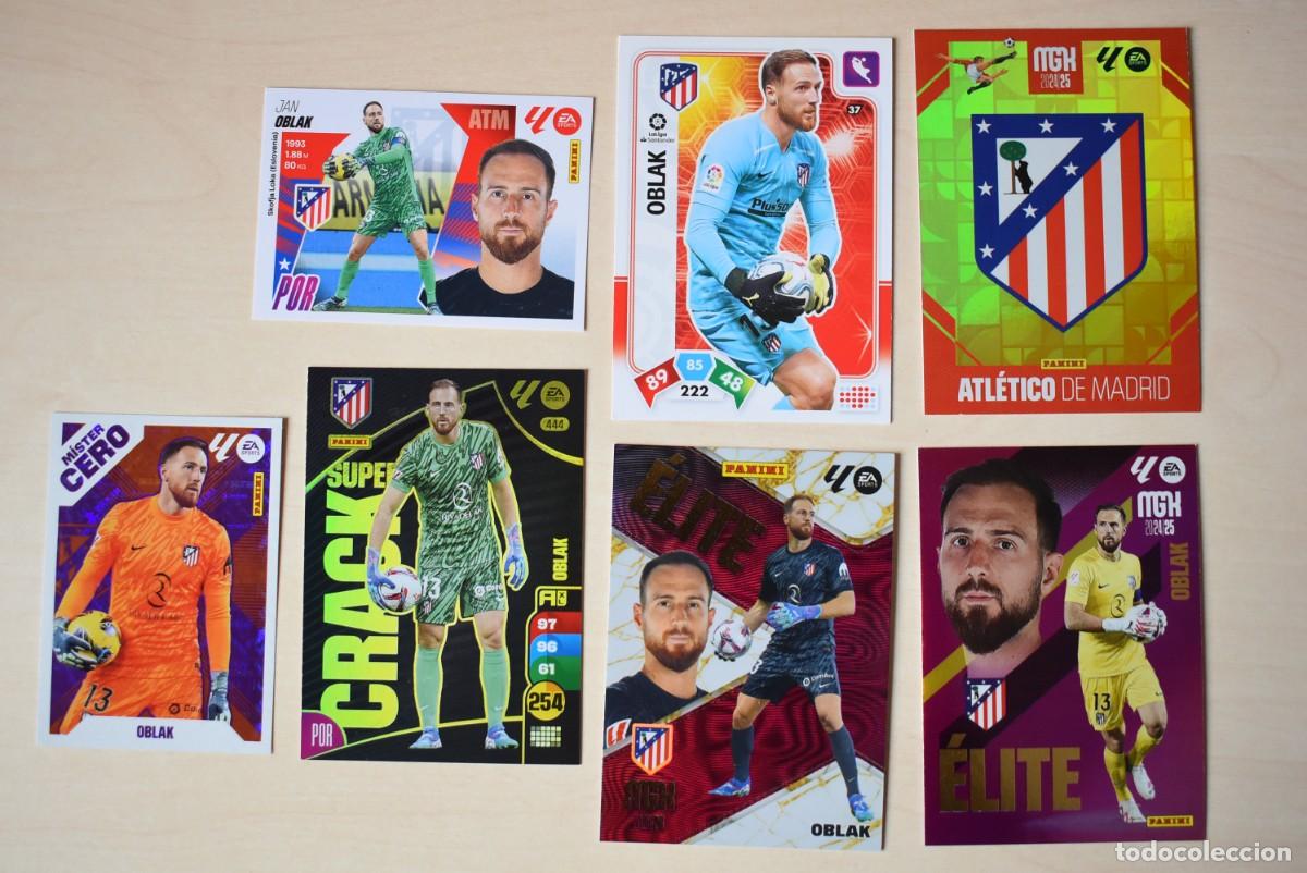 Football Stickers: Lote 7 cromos Oblak. Megacracks. Adernalyn. Atl&eacute;tico de Madrid. Escudo. Buen estado. Panini