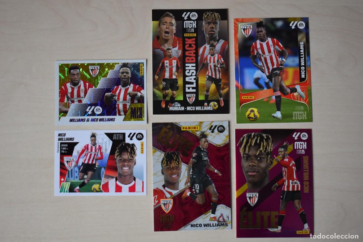 Football Stickers: Lote 6 cromos Nico Williams. Megacracks. Adernalyn. Athletic de Bilbao. Buen estado. Panini