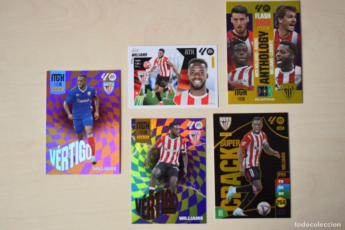 Football Stickers: Lote 5 cromos I&ntilde;aki Williams. Megacracks. Adernalyn. Athletic de Bilbao. Buen estado. Panini