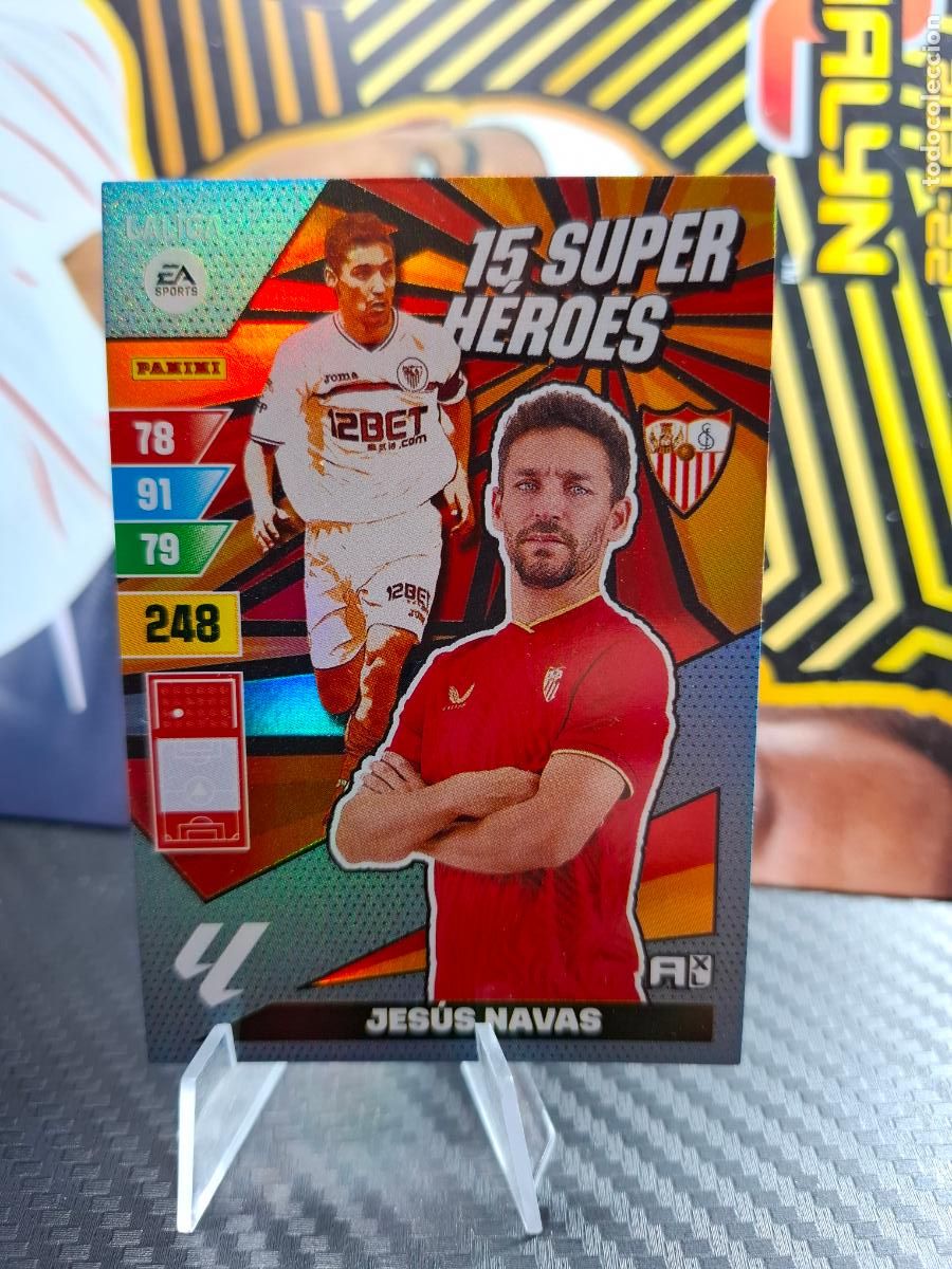 Cromos de Futebol: JESUS NAVAS SEVILLA 15 SUPER H&Eacute;ROES ADRENALYN LIGA 2023 2024 23 24 DREAM BOX