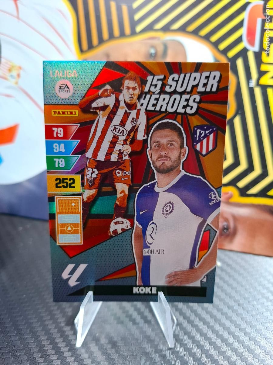 Cromos de Futebol: KOKE ATLETICO DE MADRID 15 SUPER H&Eacute;ROES ADRENALYN LIGA 2023 2024 23 24 DREAM BOX