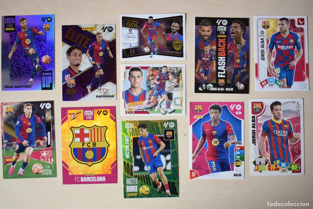 Football Stickers: Lote 11 cromos Barcelona. Megacracks. Adernalyn. Jordi Alba. Raphinha. Ferm&iacute;n. Buen estado. Panini