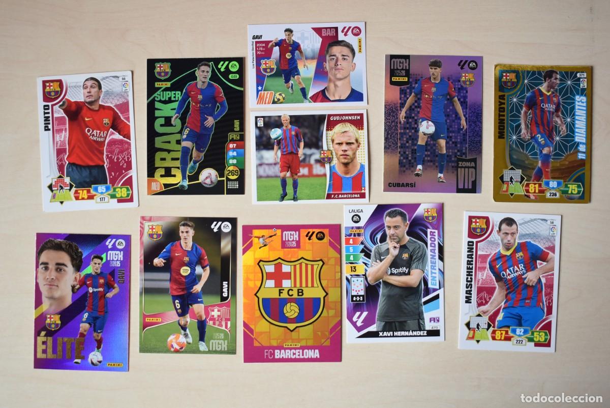Football Stickers: Lote 11 cromos Barcelona. Megacracks. Adernalyn. Xabi Alonso. Gavi. Supercrack. Buen estado. Panini