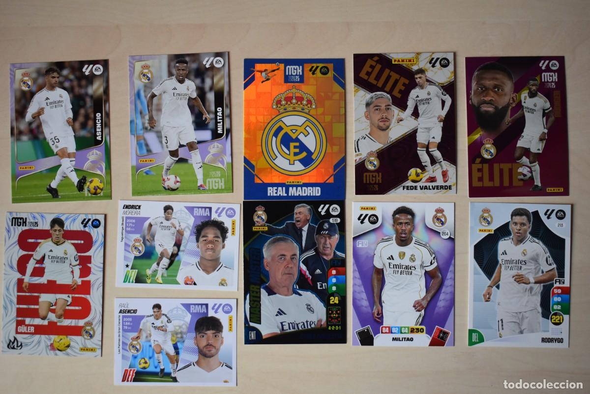 Cromos de F&uacute;tbol: Lote 11 cromos Real Madrid Megacracks. Adernalyn. Ancelotti. Militao. Asencio. Fede Valverde. Panini
