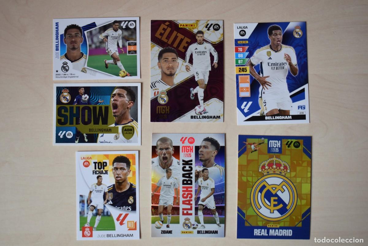Cromos de F&uacute;tbol: Lote 7 cromos Real Madrid. Megacracks. Adernalyn. Zidane. Belingham. Escudo. &Eacute;lite. Panini