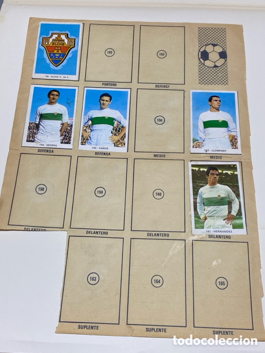 Cromos de F&uacute;tbol: Hoja &aacute;lbum Ruiz Romero Campeonato nacional de liga 1971 5 Elche y 9 Celta de Vigo