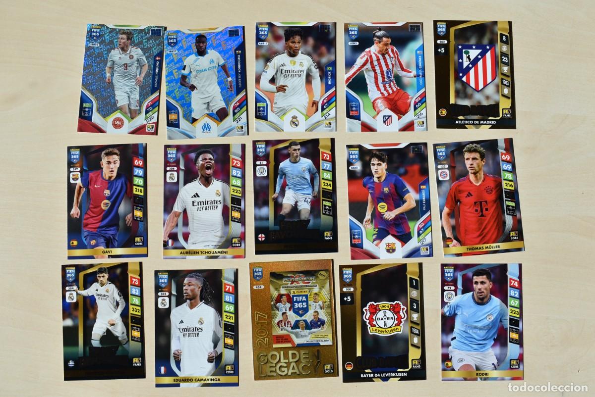Cromos de F&uacute;tbol: Lote 15 cromos FIFA 365. Adernalyn. 2025 2026. Golden Legacy. Escudo. Real Madrid. Barcelona. Panini