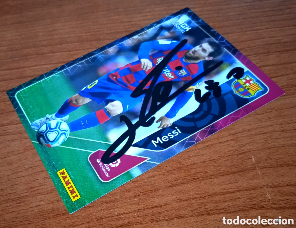 Cartes &agrave; collectionner de Football: LIONEL MESSI FC BARCELONA 2020 2021 20 21 PANINI MEGACRACKS 70 AUT&Oacute;GRAFO FIRMADO A MANO