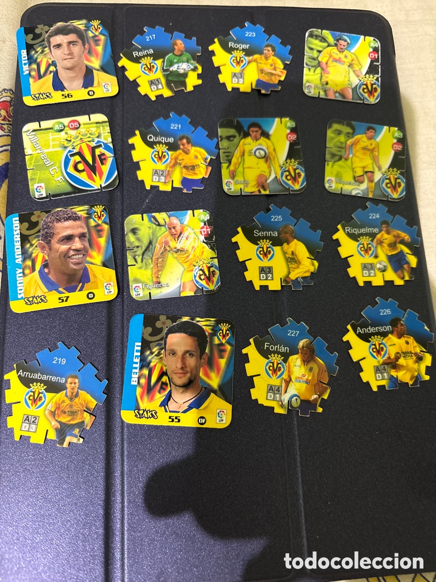 Cromos de F&uacute;tbol: 16 Tazos del Villarreal de Grefusa.