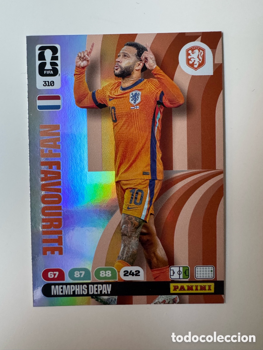 Cromos de F&uacute;tbol: ADRENALYN XL FIFA WORLD CUP 2026 &ndash; FAN FAVOURITE N&ordm; 310 &ndash; Memphis Depay Pa&iacute;ses Bajos