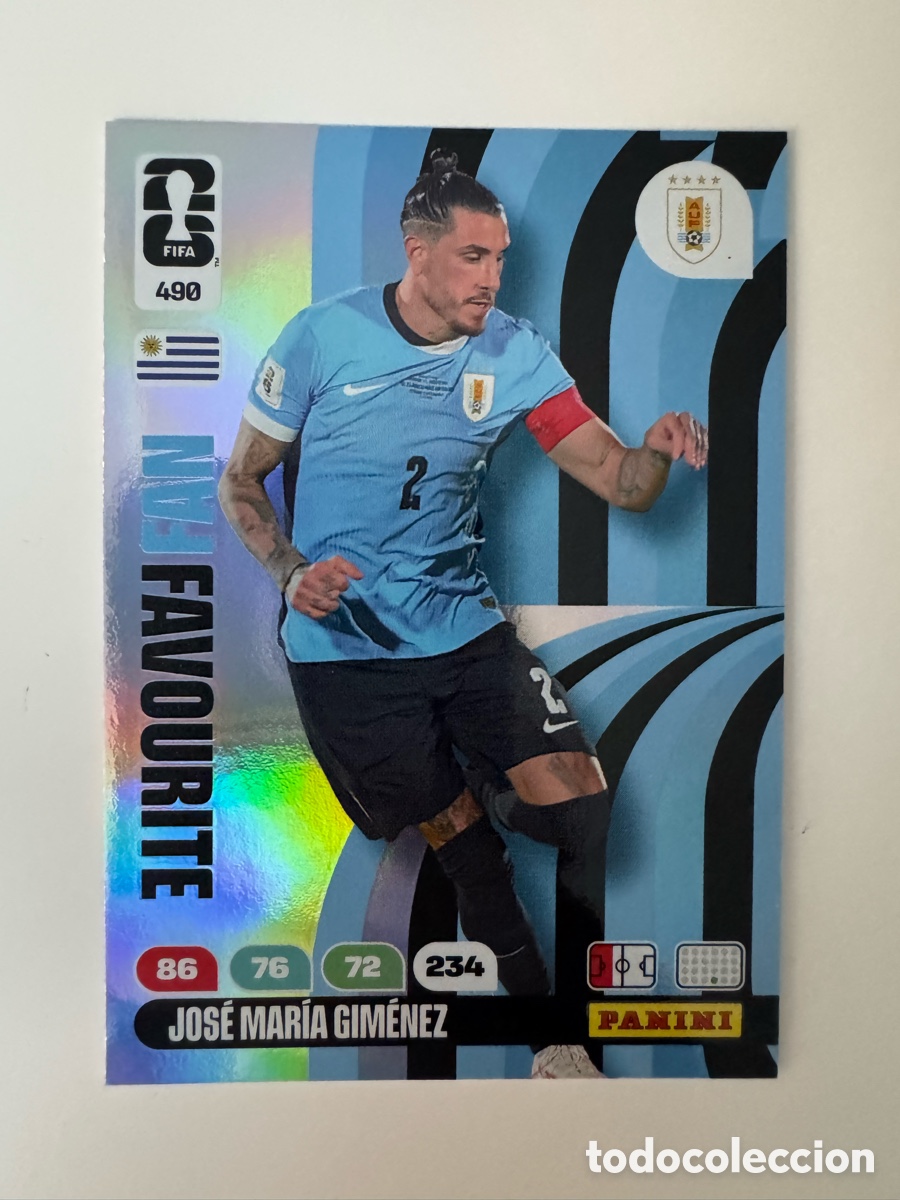 Cromos de F&uacute;tbol: ADRENALYN XL FIFA WORLD CUP 2026 &ndash; FAN FAVOURITE N&ordm; 490 &ndash; Jos&eacute; Mar&iacute;a Gim&eacute;nez Uruguay