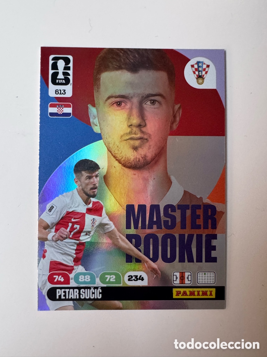 Cromos de F&uacute;tbol: ADRENALYN XL FIFA WORLD CUP 2026 &ndash; MASTER ROOKIE N&ordm; 613 &ndash; Petar Sučić Croacia