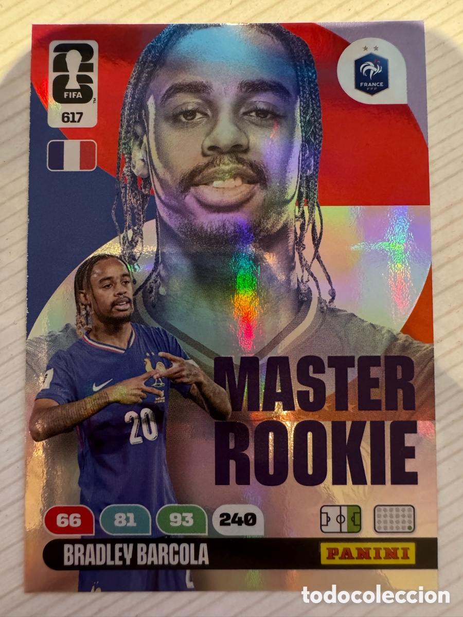 Cromos de F&uacute;tbol: ADRENALYN XL FIFA WORLD CUP 2026 &ndash; MASTER ROOKIE N&ordm; 617 &ndash; Bradley Barcola Francia