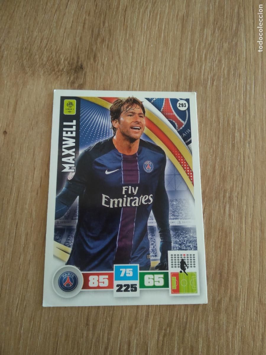 Fu&szlig;ball-Sticker: 293 MAXWELL PSG CROMO FUTBOL PANINI LIGA FRANCIA 2016-2017 FOOT LIGUE 1 ADRENALYN 16-17