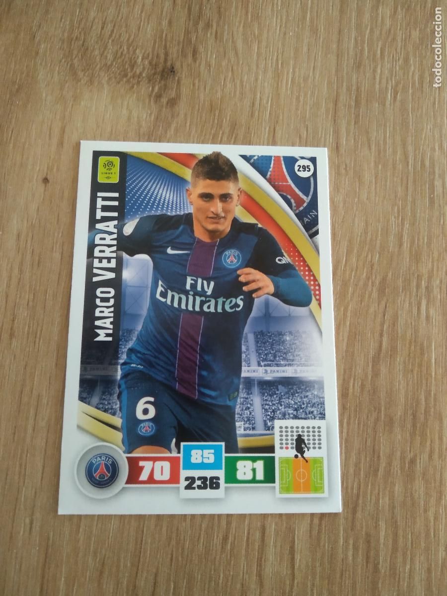 Fu&szlig;ball-Sticker: 295 MARCO VERRATTI PSG CROMO FUTBOL PANINI LIGA FRANCIA 2016-2017 FOOT LIGUE 1 ADRENALYN 16-17