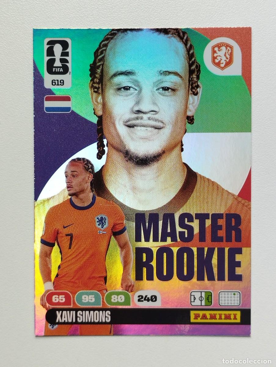 Cromos de F&uacute;tbol: CROMO CARD ADRENALYN MUNDIAL WORLD CUP 2026 MASTER ROOKIE 619 XAVI SIMONS HOLANDA PAISES BAJOS