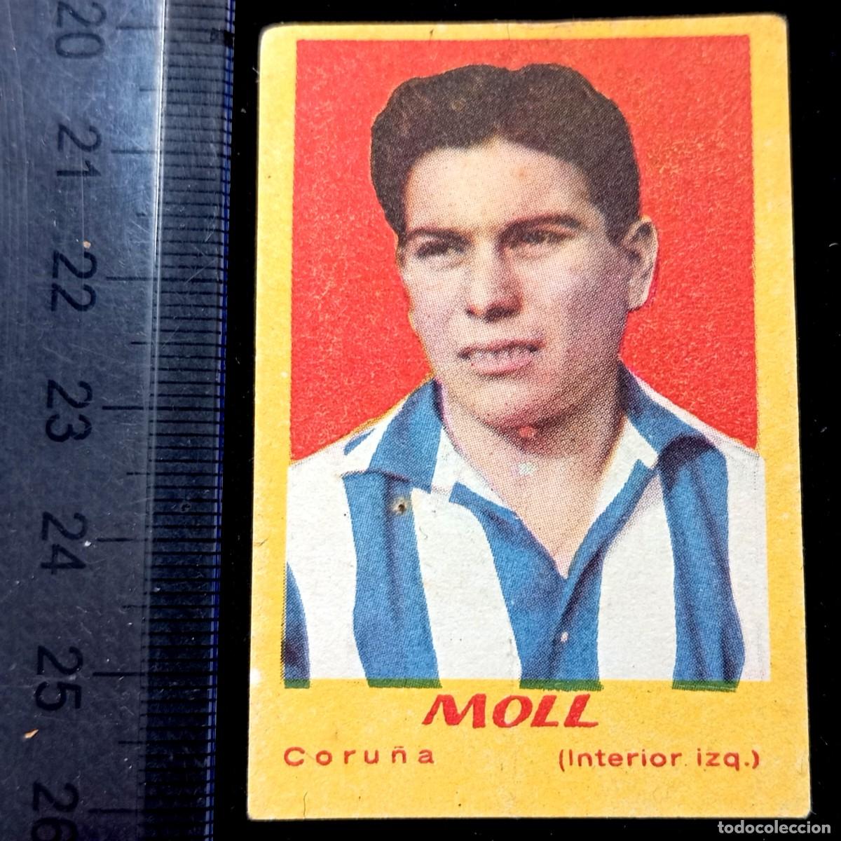 Figurine di Calcio: ⚜️ &Ntilde;03X00. Moll. Coru&ntilde;a. Cromo de f&uacute;tbol vintage Liga Espa&ntilde;ola 1950 1951