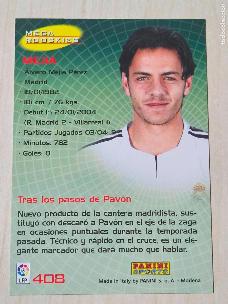 Cromos de F&uacute;tbol: CROMO N&ordm; 408 MEJIA - MEGACRACKS 2004 05 - MEGA ROOKIES
