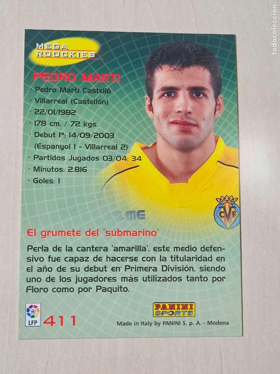 Fu&szlig;ball-Sticker: CROMO N&ordm; 411 PEDRO MARTI - MEGACRACKS 2004 05 - MEGA ROOKIES