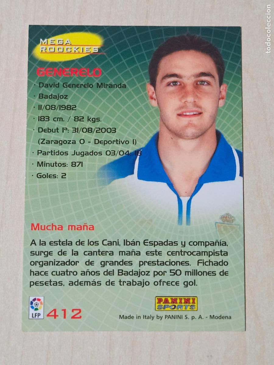 Fu&szlig;ball-Sticker: CROMO N&ordm; 412 GENERELO - MEGACRACKS 2004 05 - MEGA ROOKIES