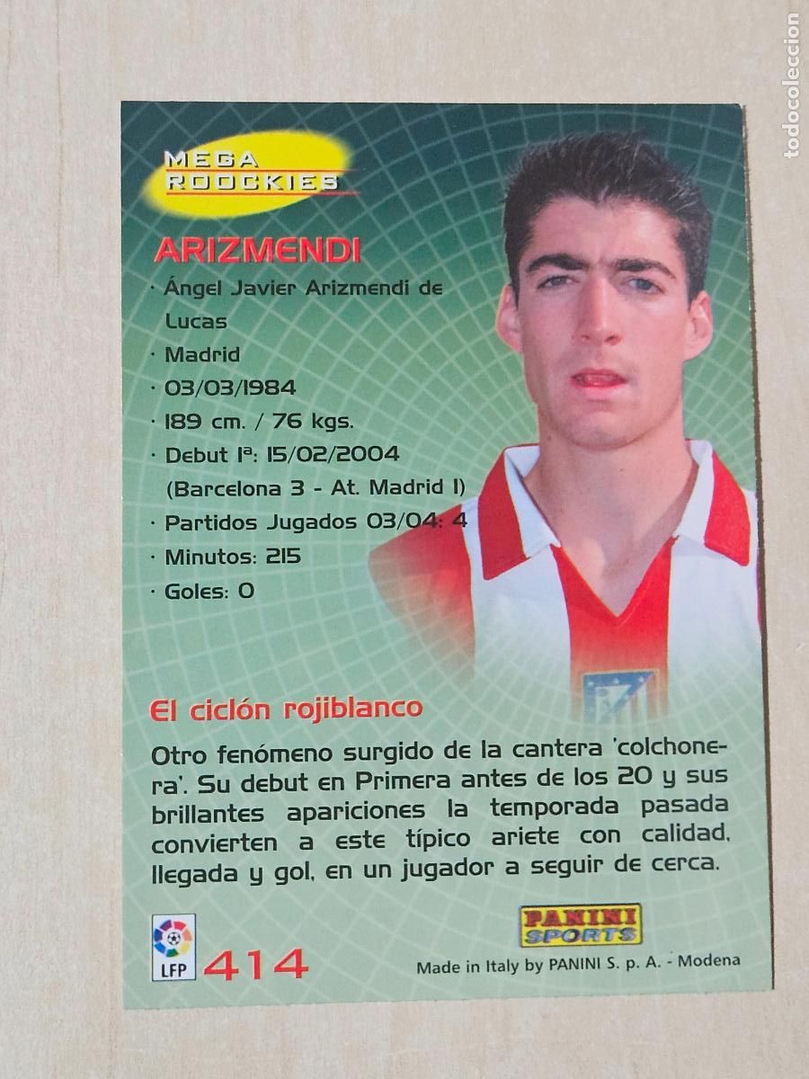 Fu&szlig;ball-Sticker: CROMO N&ordm; 414 ARIZMENDI - MEGACRACKS 2004 05 - MEGA ROOKIES