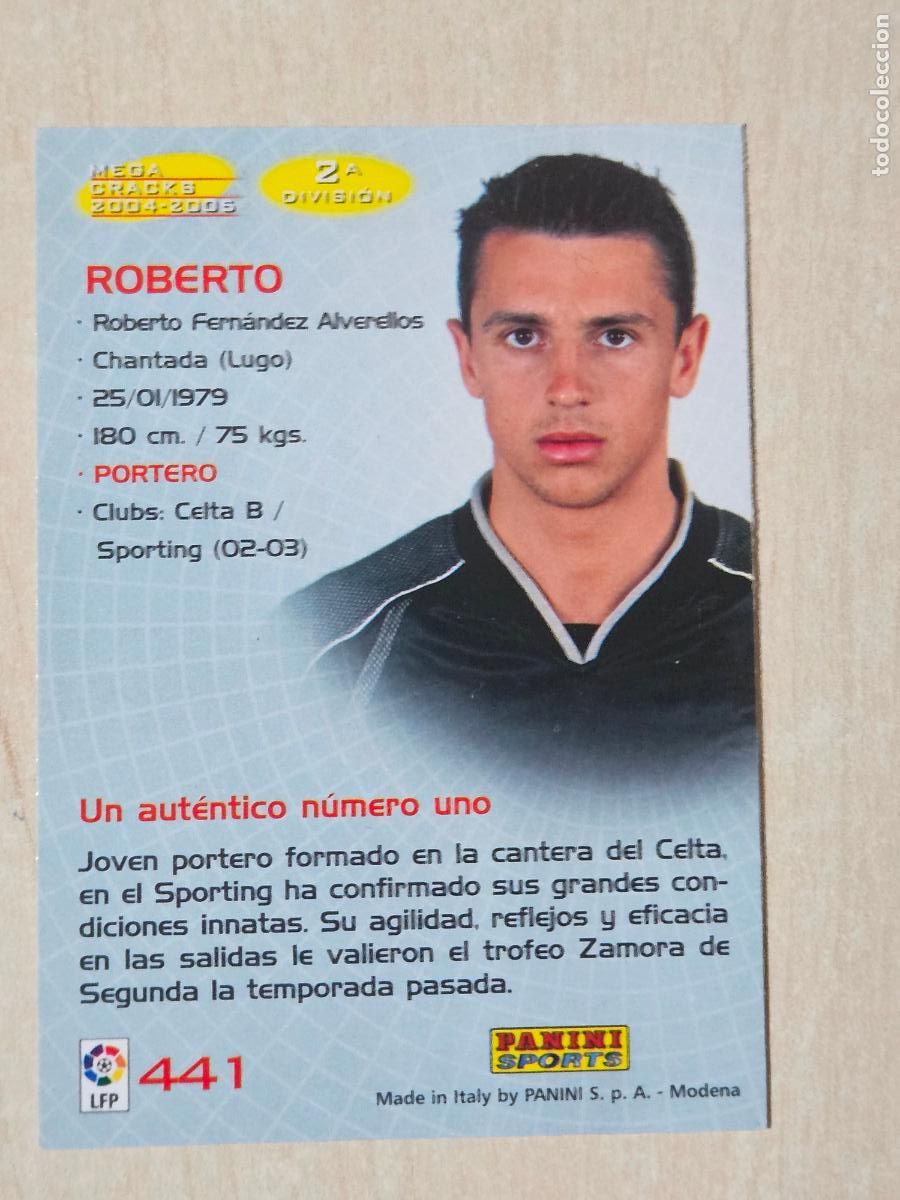 Cromos de F&uacute;tbol: CROMO N&ordm; 441 ROBERTO - MEGACRACKS 2004 05 - SPORTING DE GIJON
